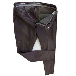 MICHAEL‎ COAL Men 32 Trentdue Stretch Slim Fit Maroon Herringbone Trousers Italy